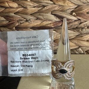 Summer Magic Gold Plated Ring with Black Onyx Accent